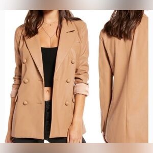 Blank NYC Camel Double-Breasted Blazer